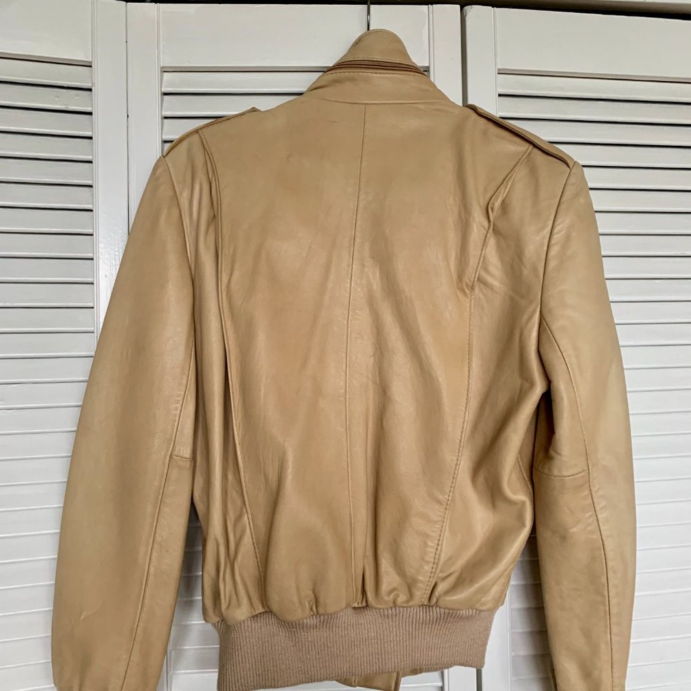 Vintage Ocean West Cream Leather Jacket View 2